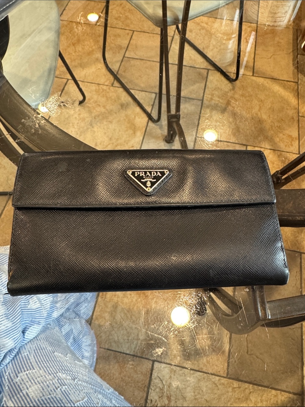 Prada Black Saffiano Leather Clutch Wallet